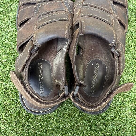 Skechers Sandals Mens Size 12 Fisherman Gladiator Brown Leather Open‎ Toe main image 4
